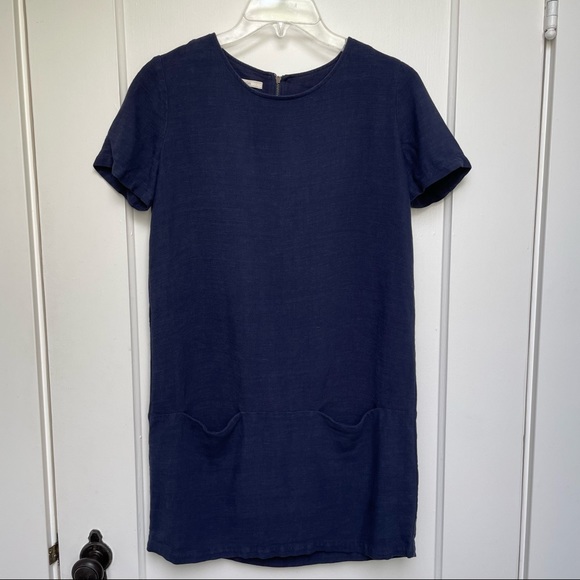 Sessùn linen blend blue mini dress - with pockets! - Picture 2 of 11